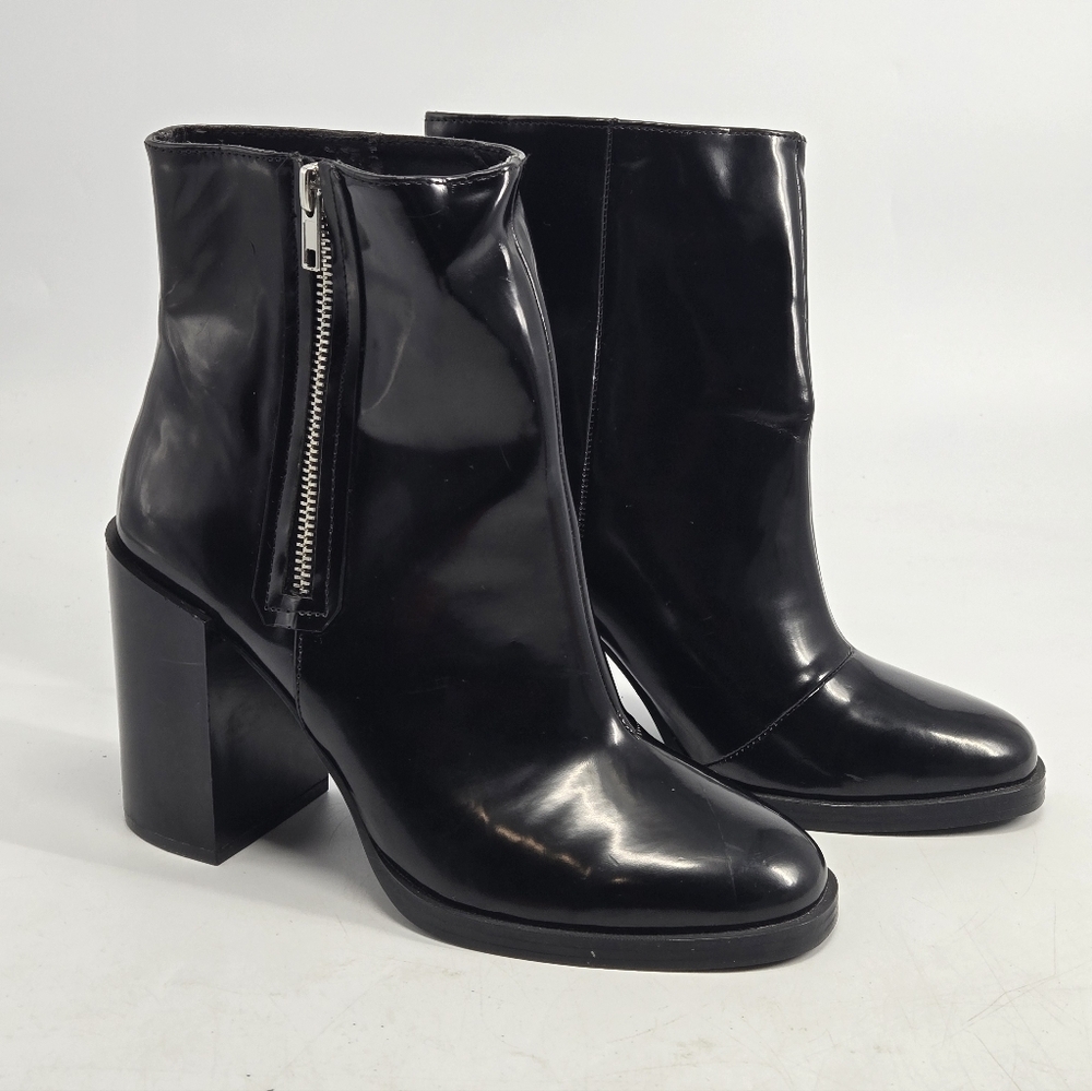Black Chunky Heel Ankle Boots 8